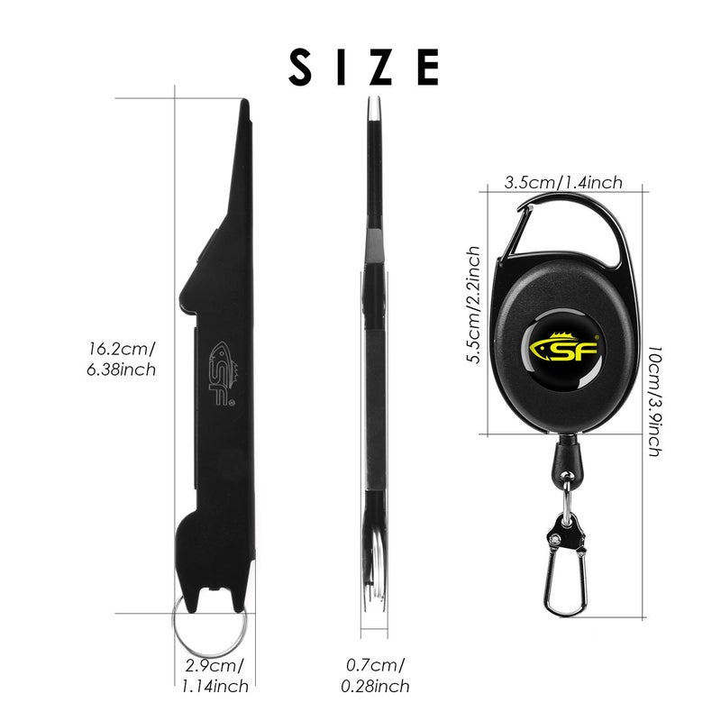 SF 2 in 1 Fly Fishing Knot Tying Tool Angler Accessory Black Magnum Quick Knot Tyer with Zinger Retractor - Image 3